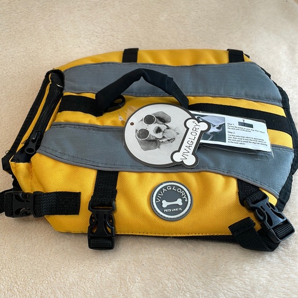 VIVAGLORY Other - 🎉HP🎉 VIVAGLORY Dog Life Jacket Extra Padding Pet Safety Vest Yellow/Gray Sz S